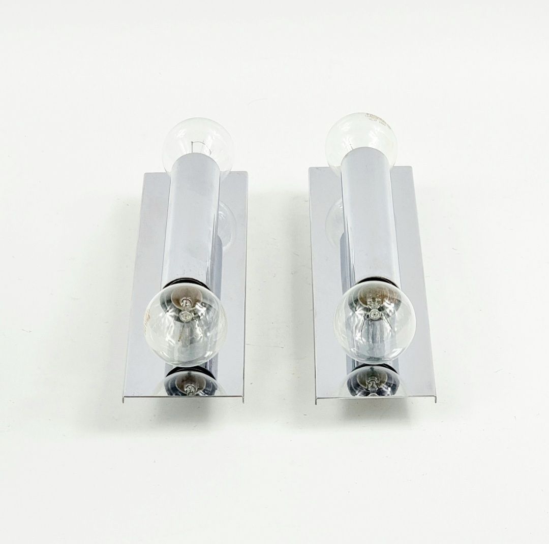 Pair Of Mid Century Sputnik Chrome Wall Lamps From Doria, Germany, 1970s photo vintage