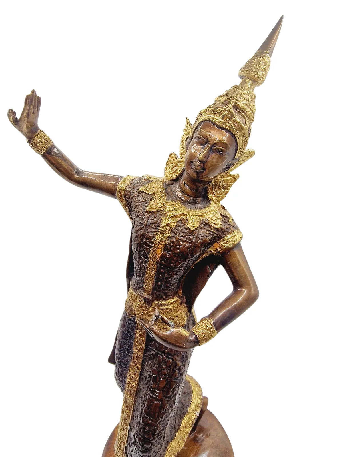 Antique Bronze Gilt Thai Buddhist Divine Dancing Statue photo vinterior