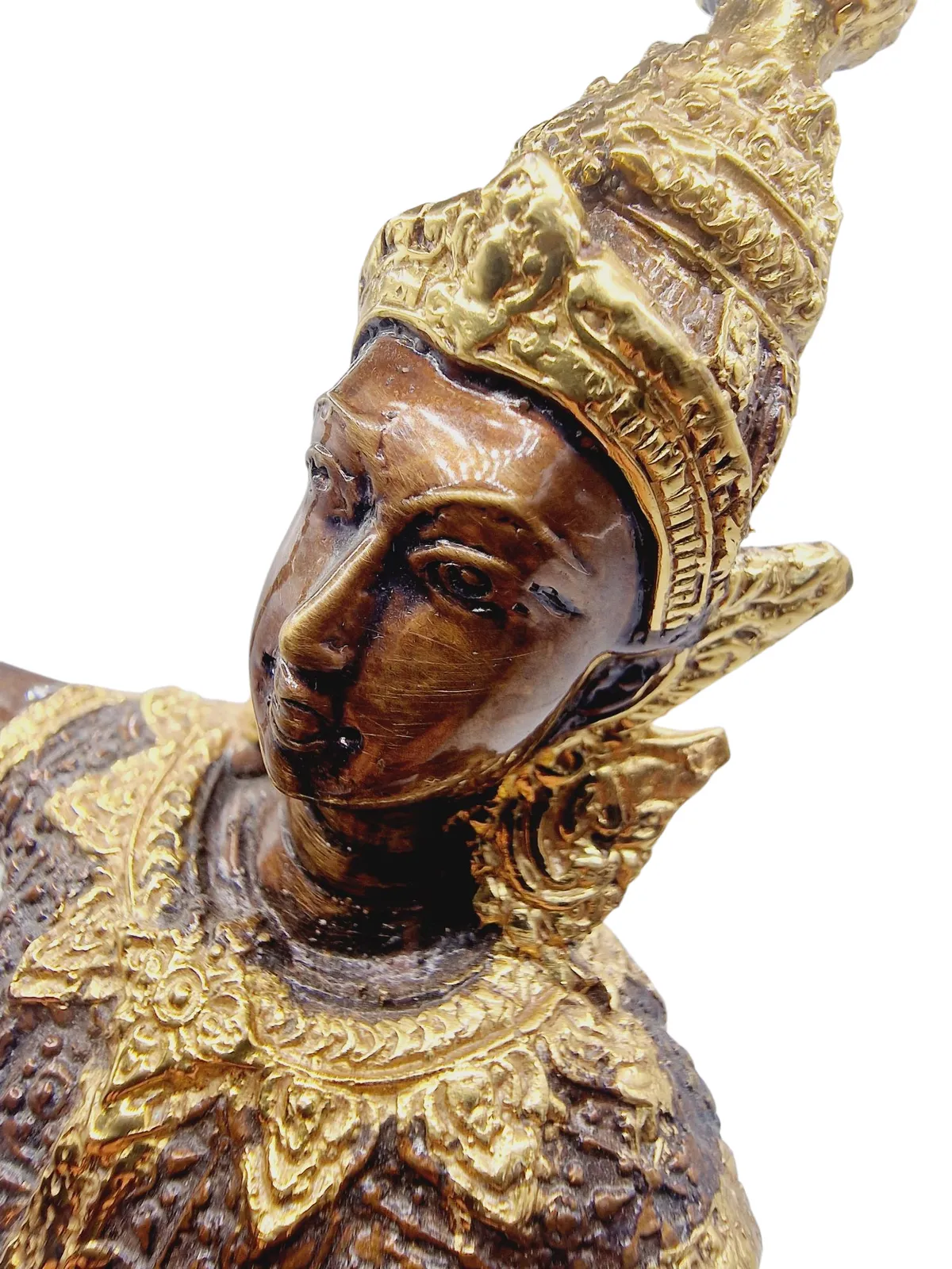 Home Decor Antique Bronze Gilt Thai Buddhist Divine Dancing Statue photo