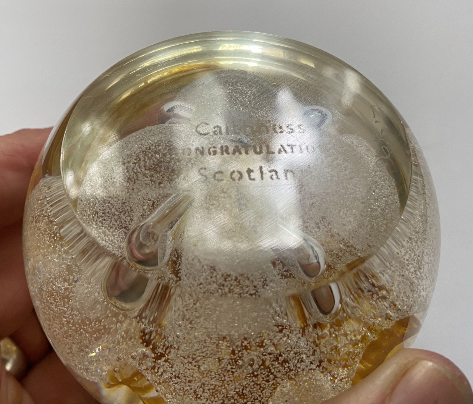 50.0 Caithness, ‘Congratulations’, Scottish Art Glass Paperweight By Margot Thompson photo