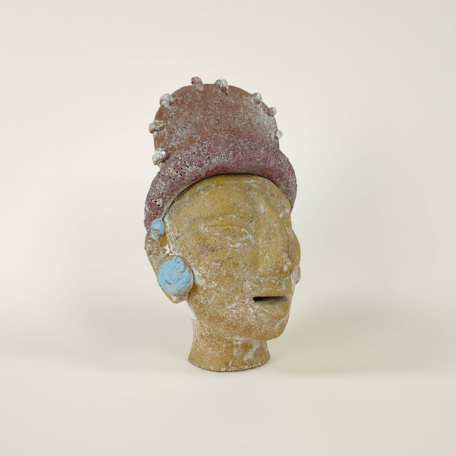 photo furniture Pre Columbian Style Female Head Fragment, Ancient Art Inspired Decor, Archaeological Pottery Replica, Tribal Art Collectible