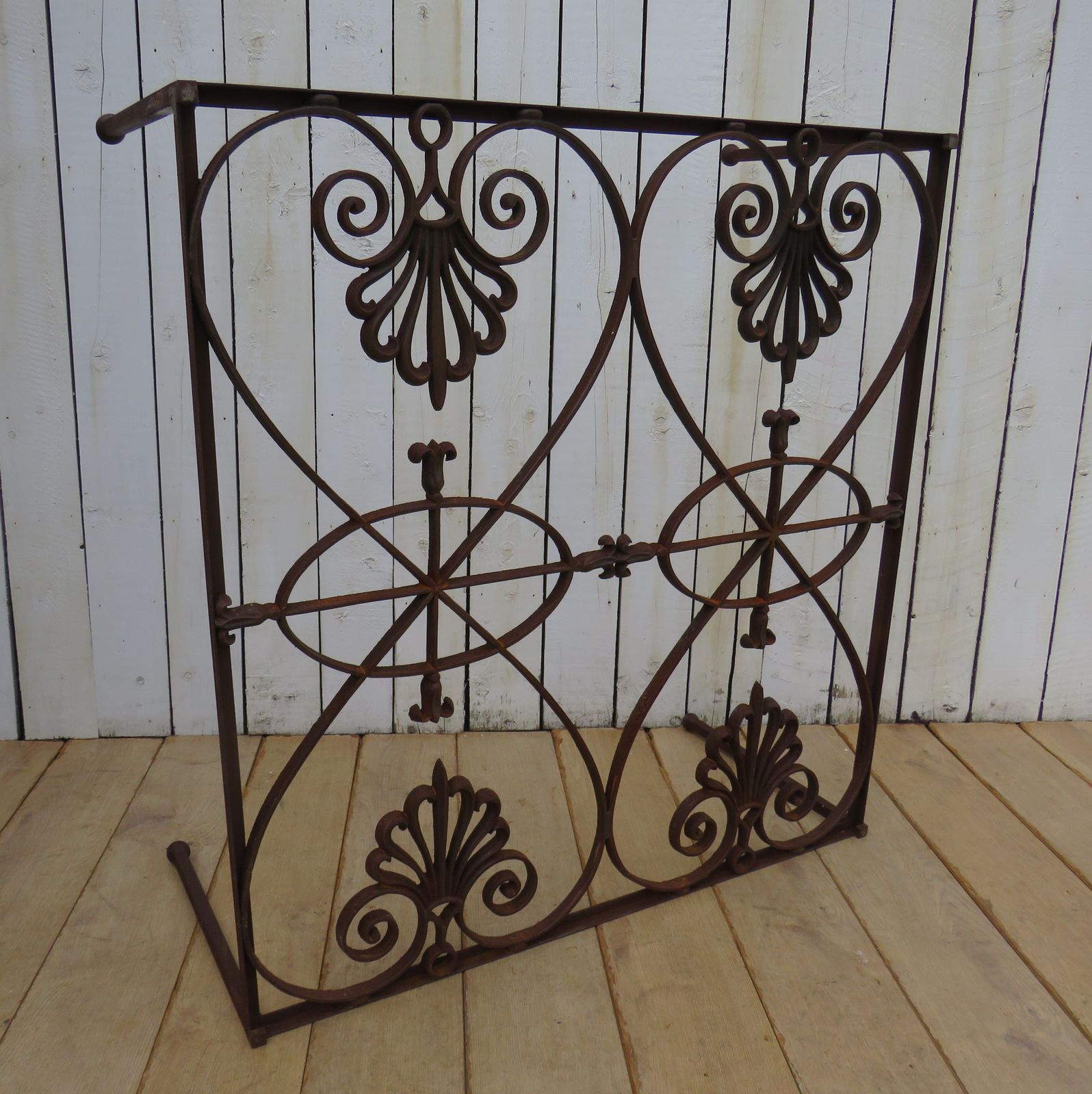 Furniture Antique French Grille Glass Top Coffee Table photo