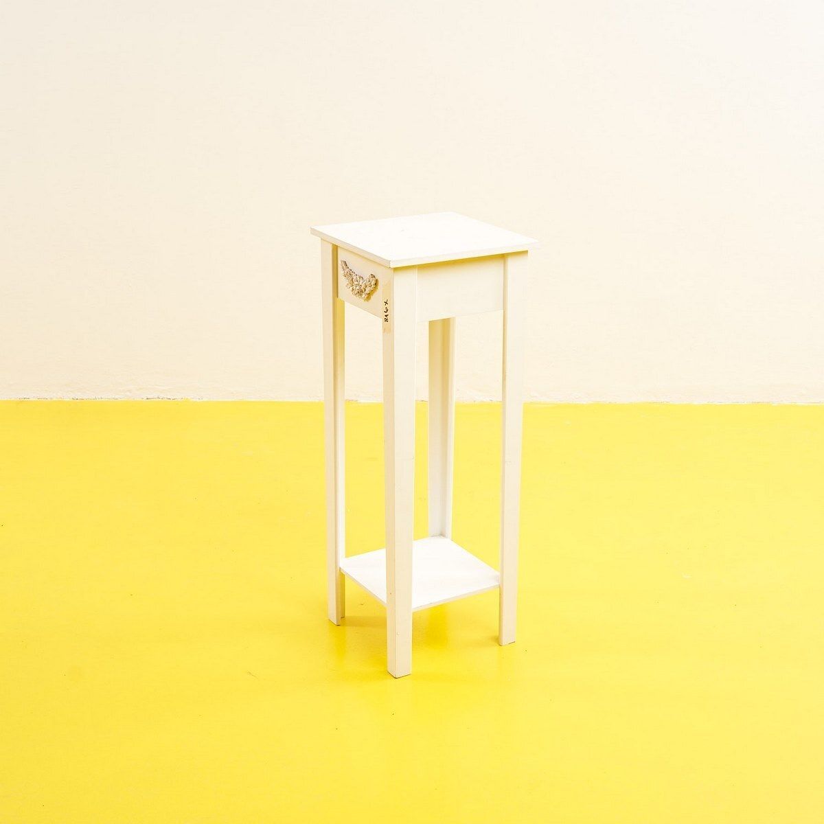 White Wooden Plant Stand Vase Column photo Home Decor