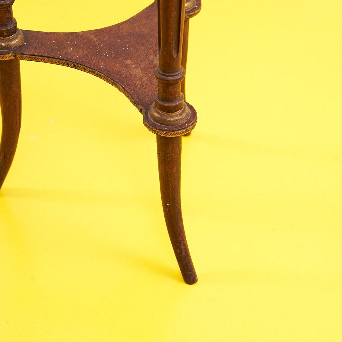 French 1940s Wooden Brass And Marble Vase Stand Table photo Home Decor