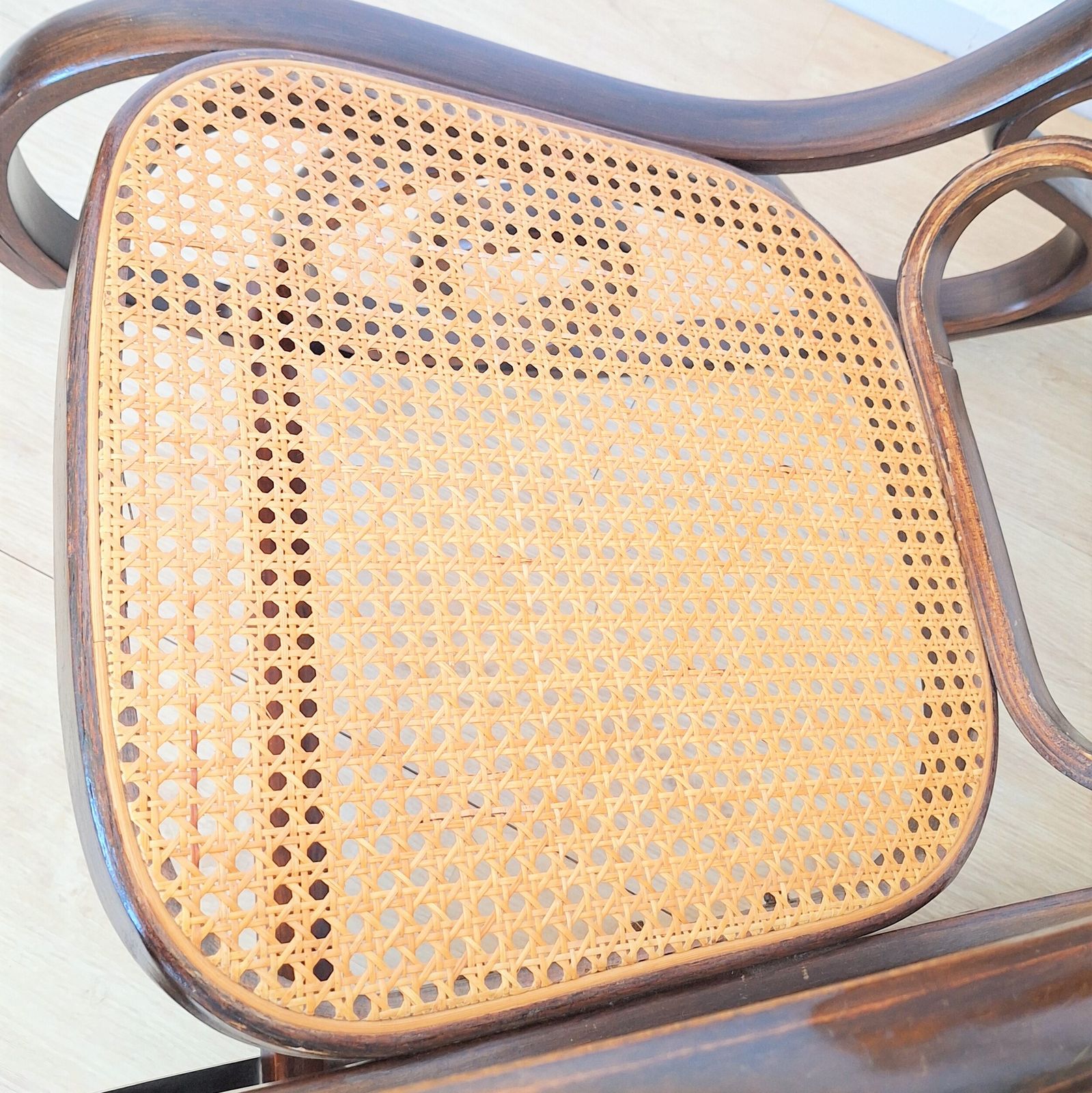 Vintage Rattan Rocking Chair In Thonet Style. 1960   1970 photo for sale