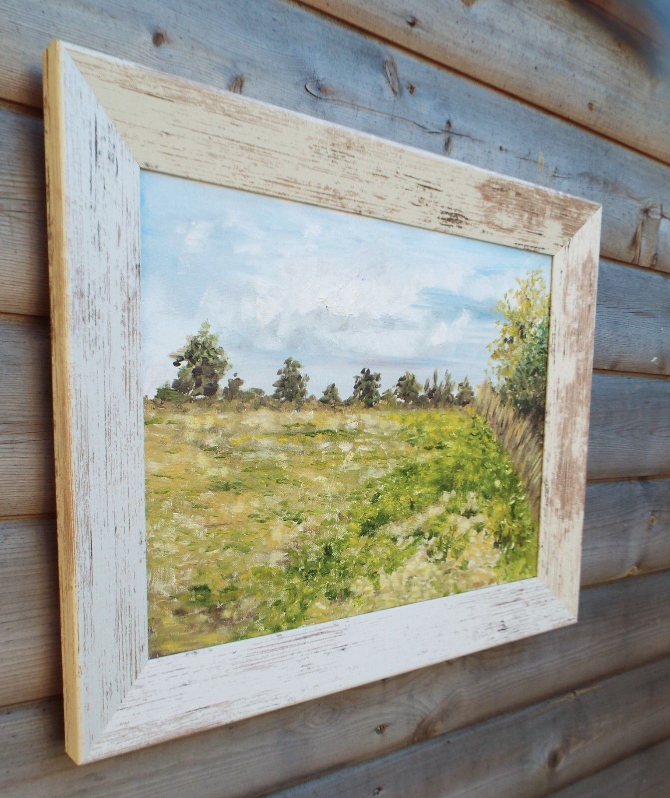 photo furniture Summer Field Landscape Farm Original Oil Painting Signed Framed Andi J Lucas