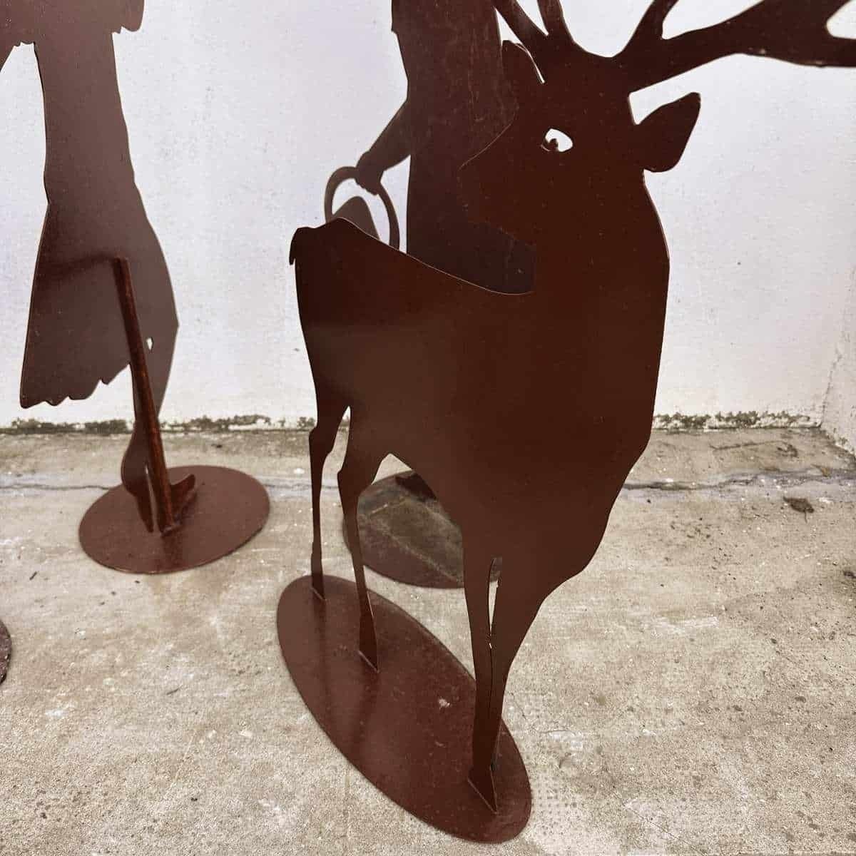Silhouettes Of Children And A Deer In Iron, A Unique Decoration To Embellish Gardens And Open Spaces photo Art