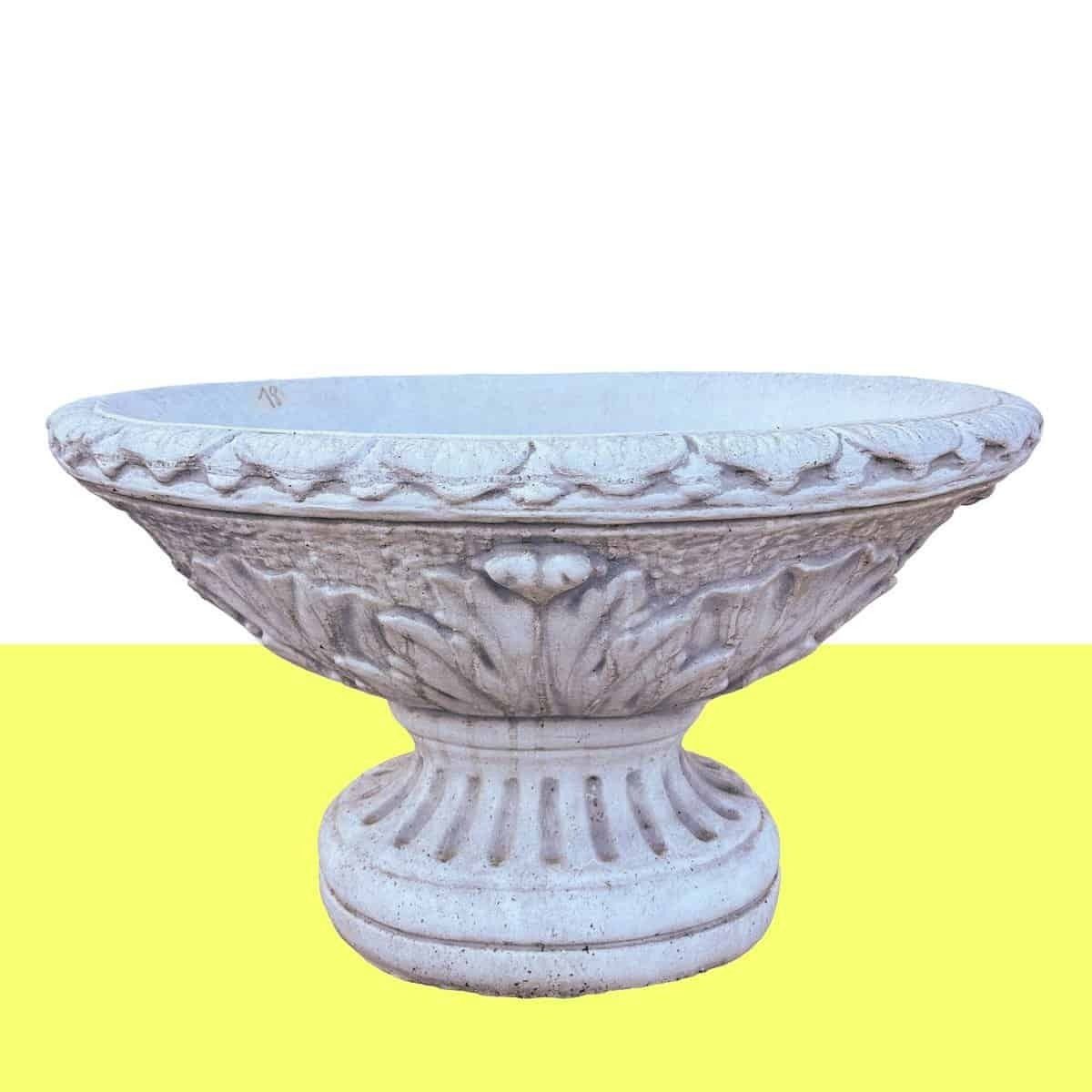 Large Bowl Garden Vase In Marble Powder And Cement