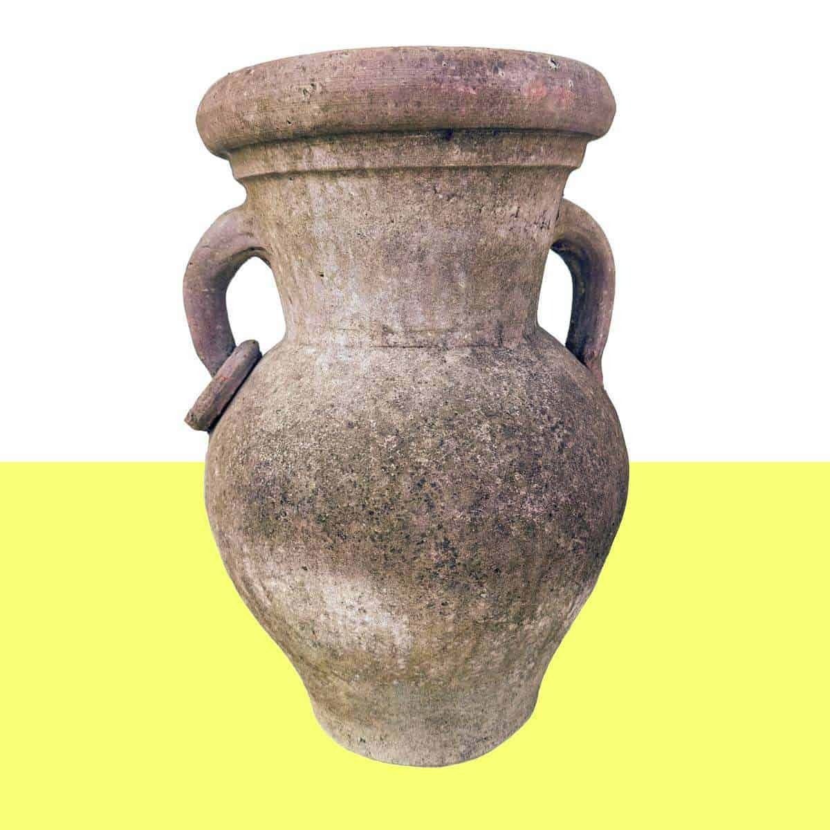 Terracotta Pot With Double Handles, Ideal For A Rustic Touch In The Garden Or Patio.