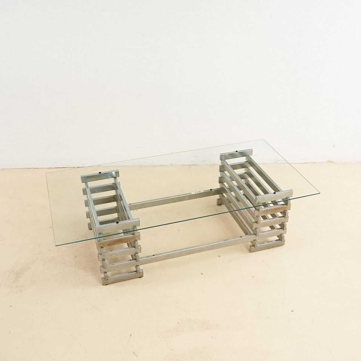 Designer Coffee Table With Chrome Base photo vintage