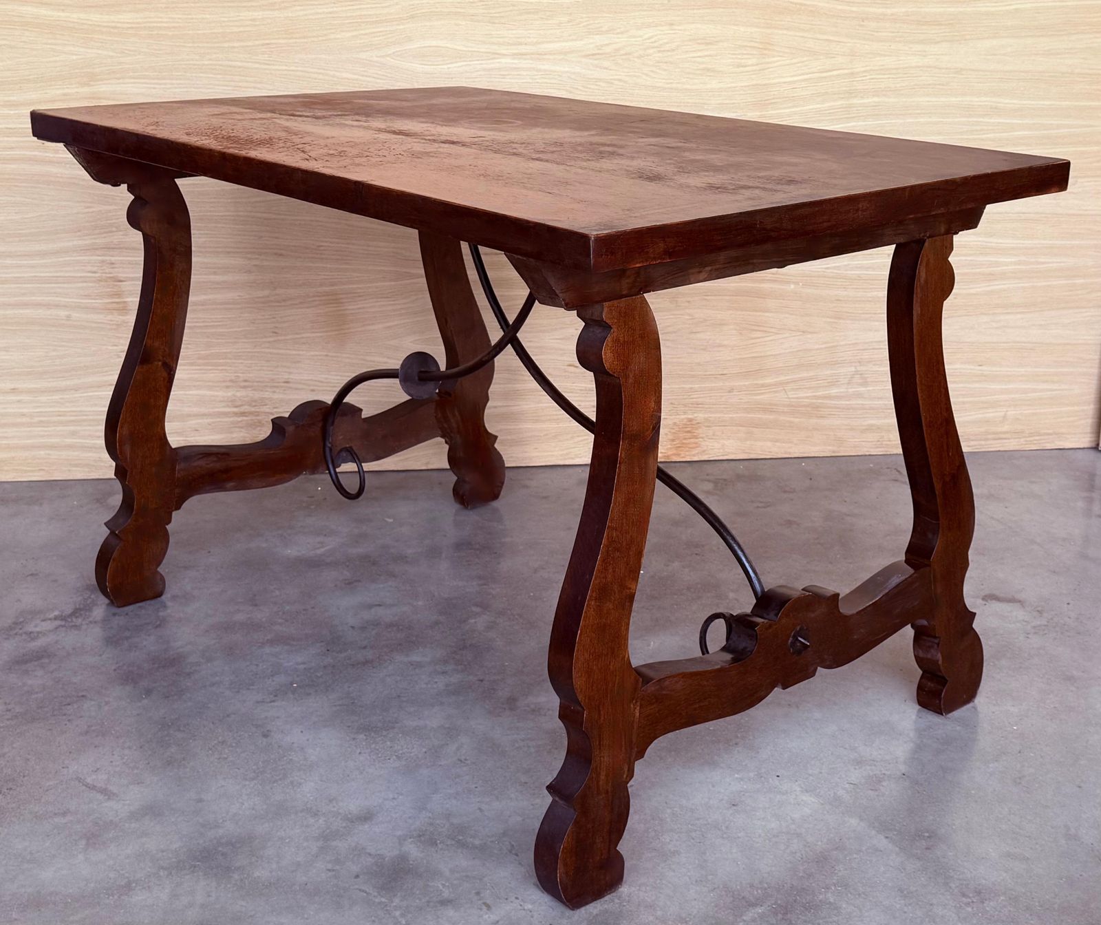 20th Dining Or Console Table Of Walnut With Lyre Legs And Heavy Top, Spain photo buy