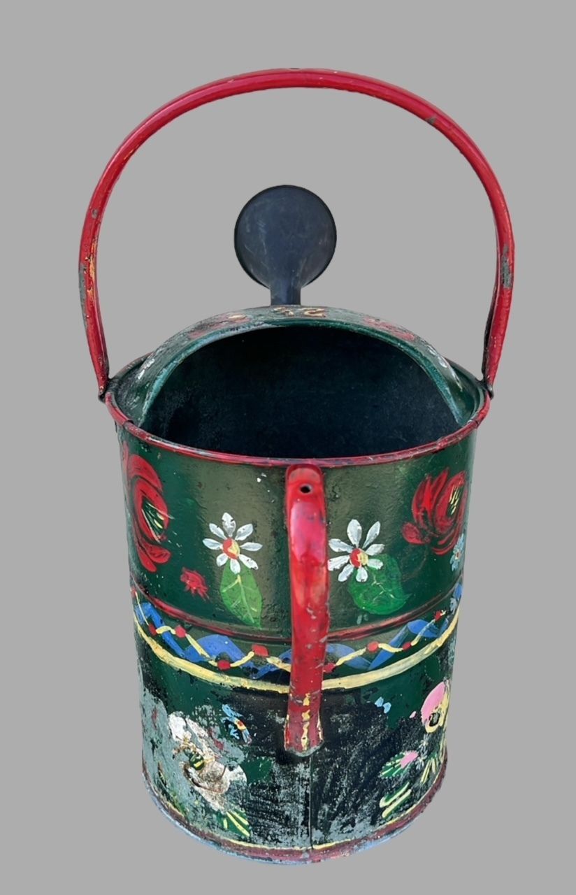A Mid Century Hand Painted Bargeware Watering Can photo furniture