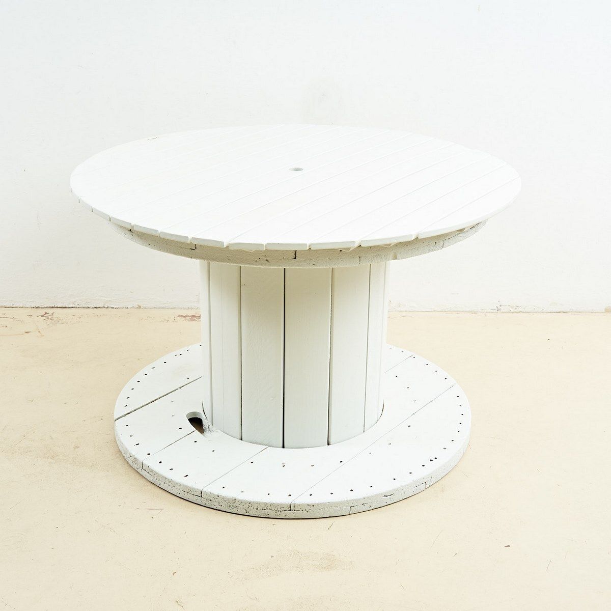 White Reel Wood Outdoor Table, 1990s