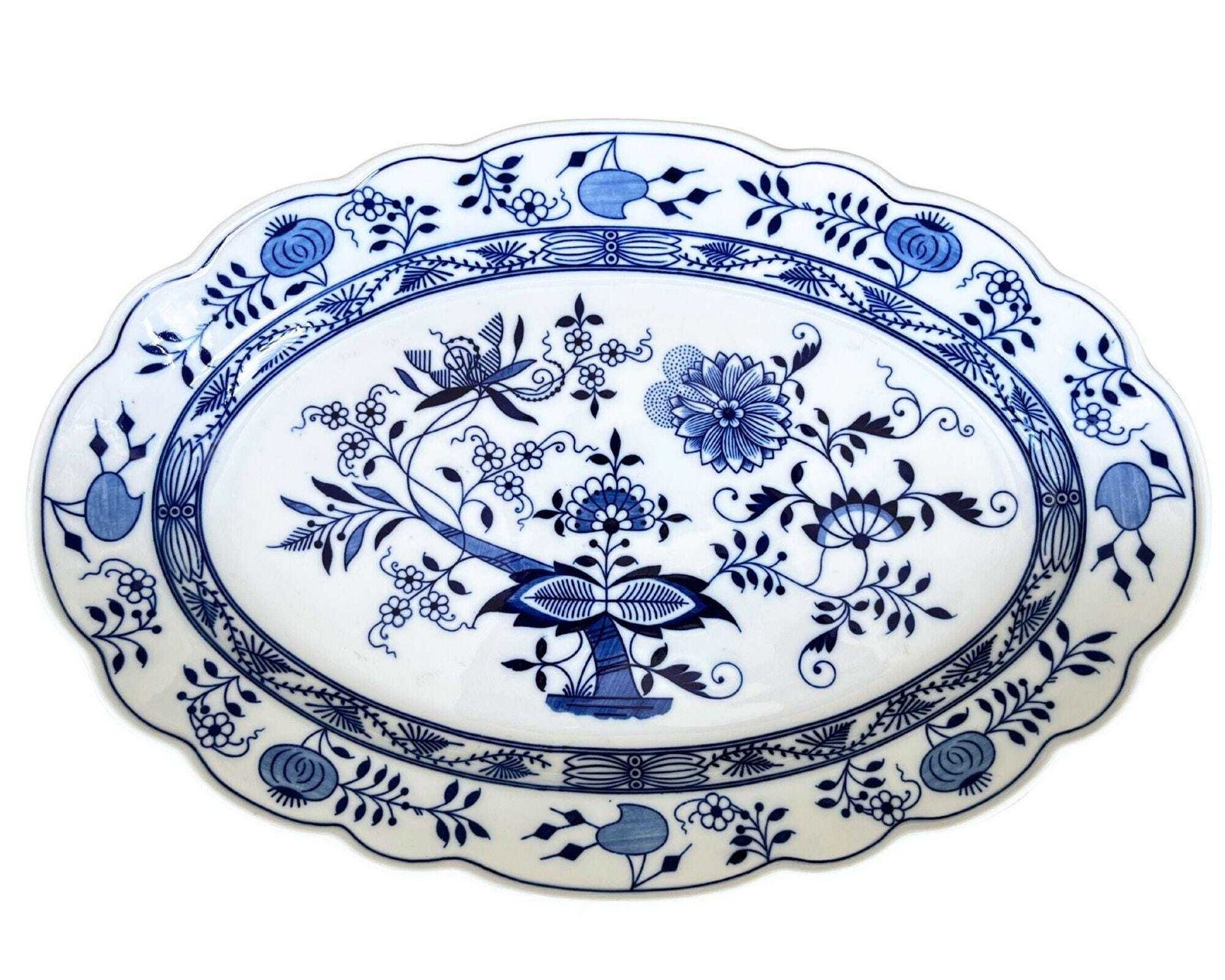 Antique Fish Platter | Blue Onion Xxl | 2 Sauce Bowls | Hutschenreuther Selb photo Home Decor