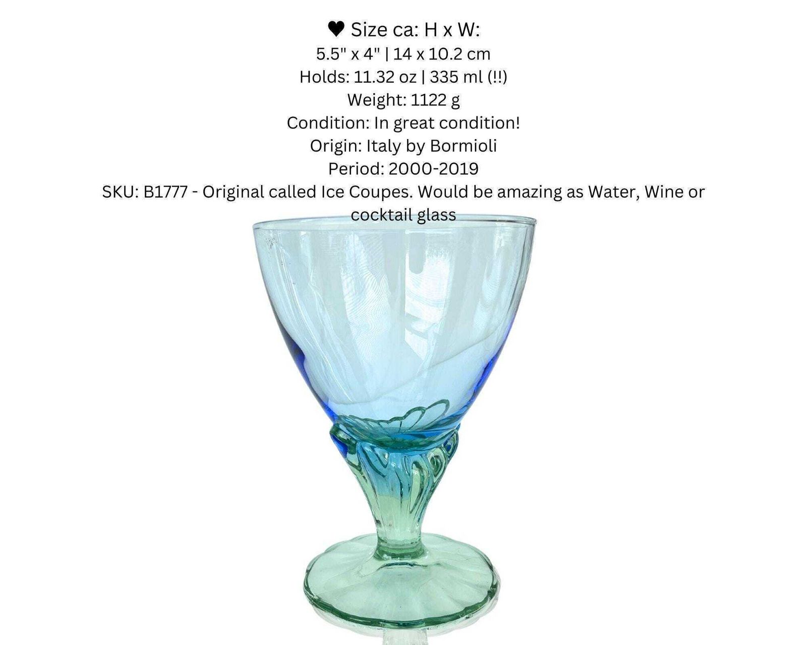 Bormioli Ice Coupes | 6 Stuks | Blauwe Kom | Groene Voet | Italië photo Woonaccessoires