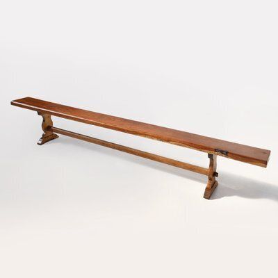 Antique French Long Elm Monastery Bench, 1850