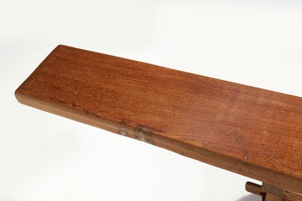 Furniture Antique French Long Elm Monastery Bench, 1850 photo