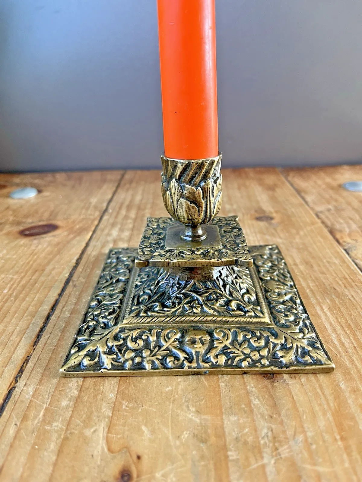 Quality Antique Brass Acanthus Candlestick Candle Holder William Tonks & Sons photo for sale