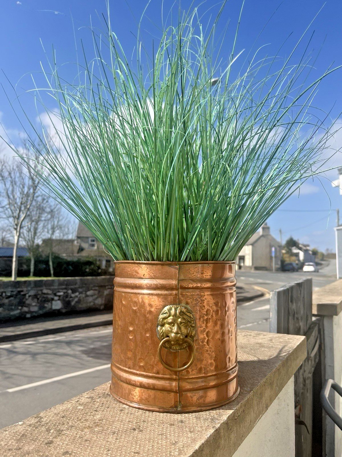 Vintage Copper Planter Plant Pot Lions Head Brass Handles Champagne Ice Bucket
