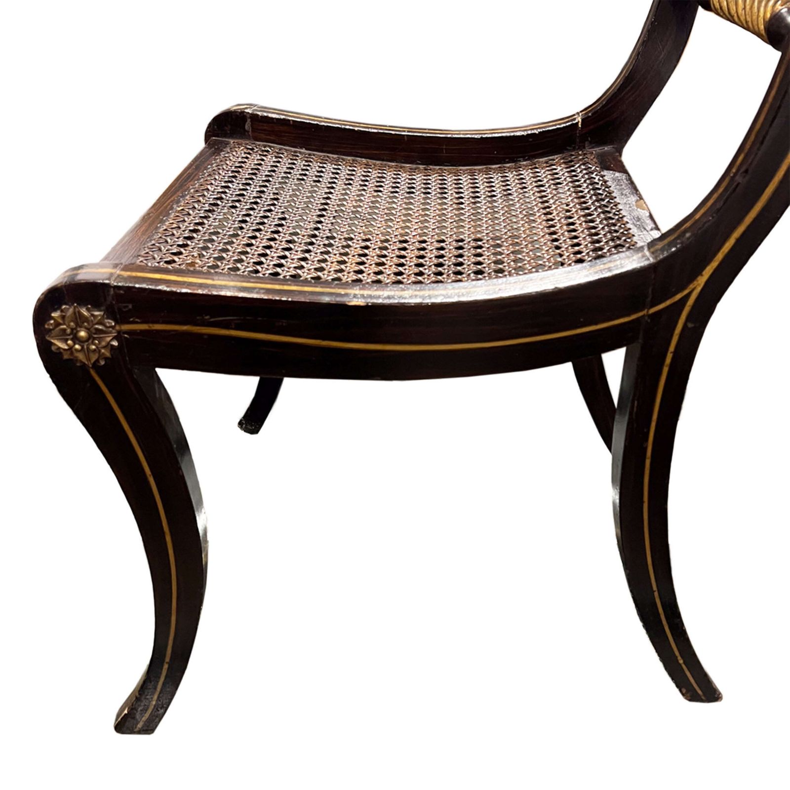Pair Of Regency Wood And Parcel Gilt Side Chairs With Cane Seats And Loose Cushions photo 1500.0