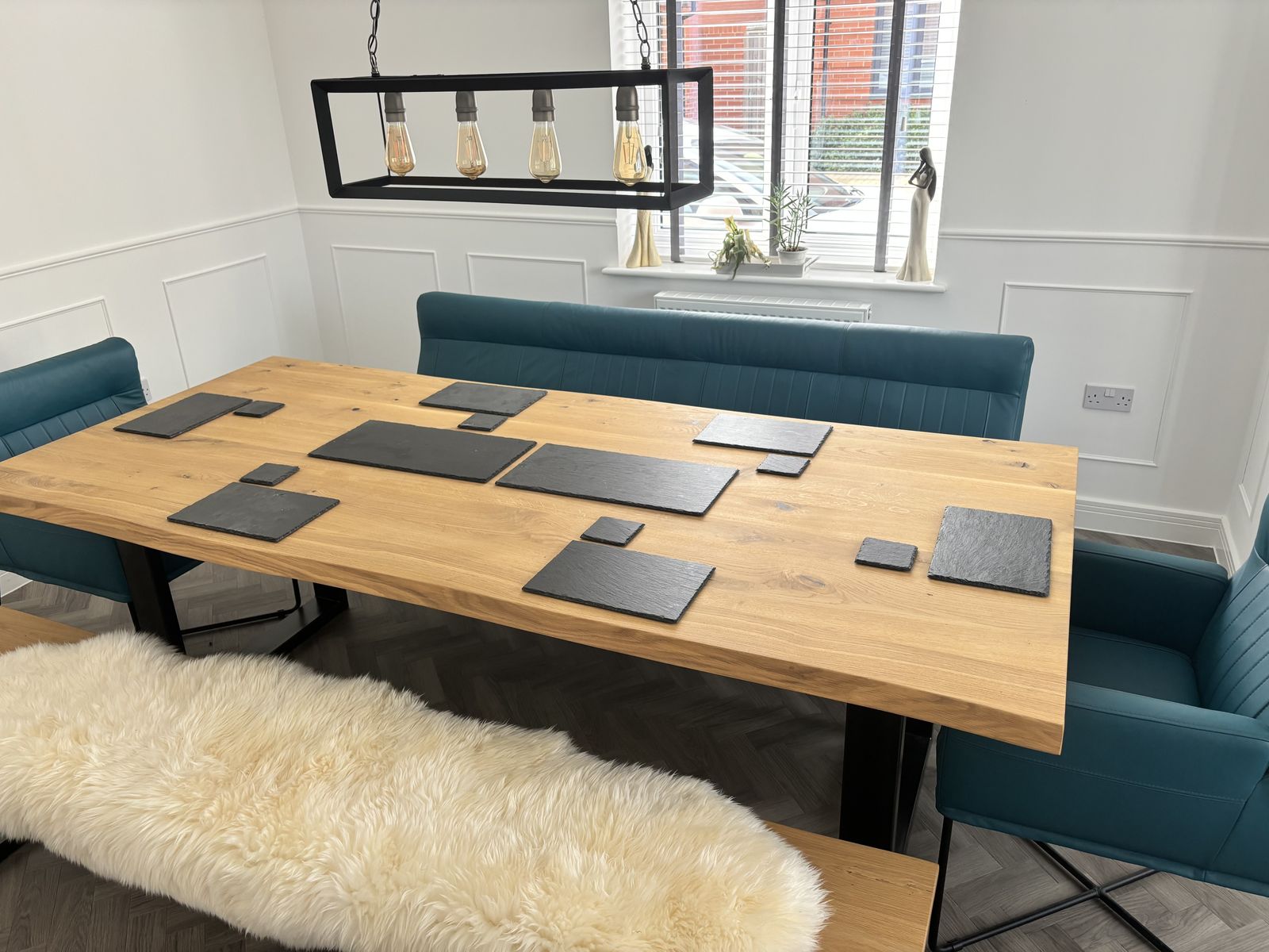 8 Person Oak Dinning Table And Chairs/Benches photo for sale