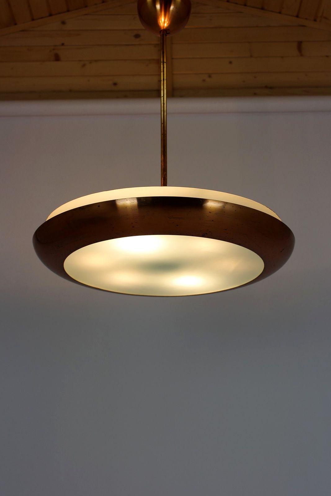 Bauhaus Ufo Pendant Lamp By Josef Hurka For Napako, 1930s photo vintage