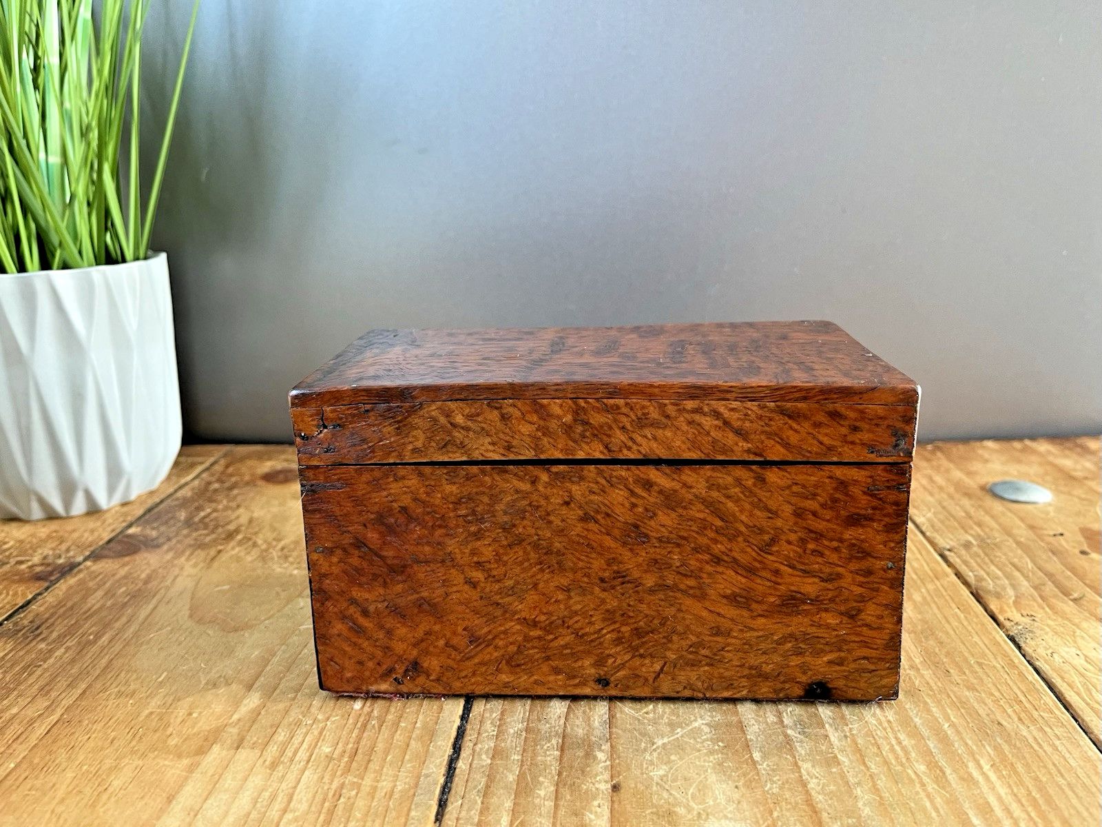 Antique Art Deco Thuya Burr Wood Tea Caddy Jewellery Cigarette Pen Box Desk Tidy photo furniture