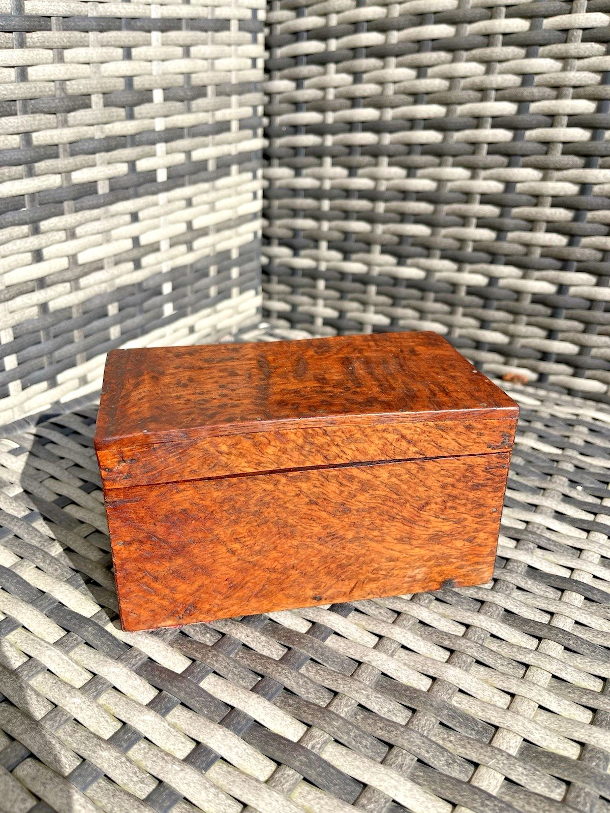75.0 Antique Art Deco Thuya Burr Wood Tea Caddy Jewellery Cigarette Pen Box Desk Tidy photo