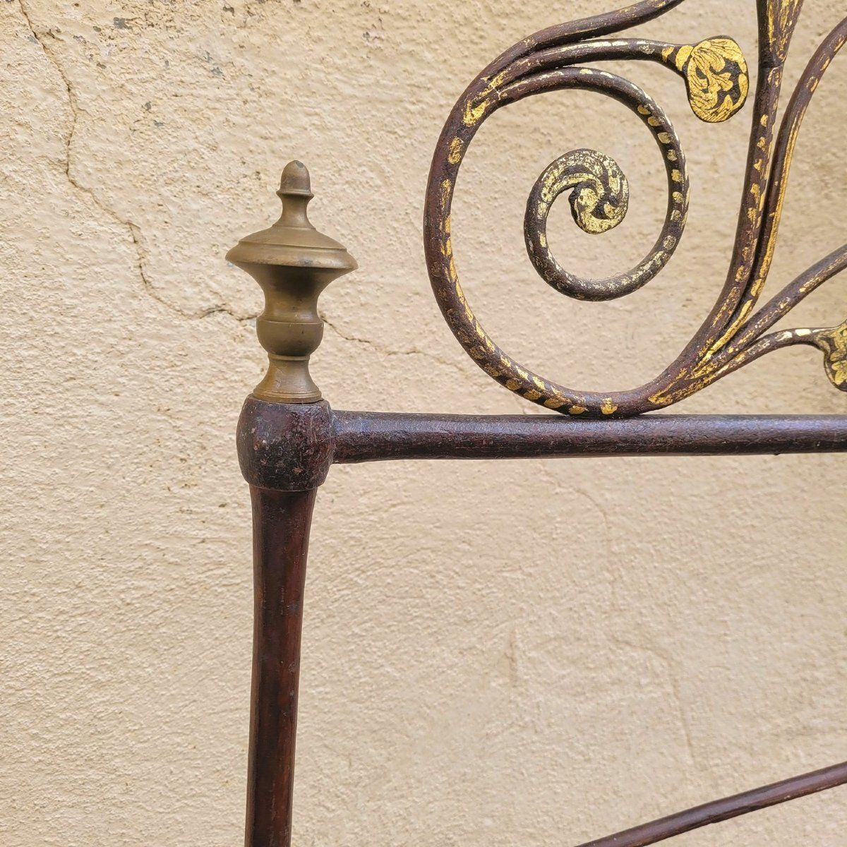 Genoese Bed In Painted Iron, Width 145cm, Early 19th Century photo 1800.0