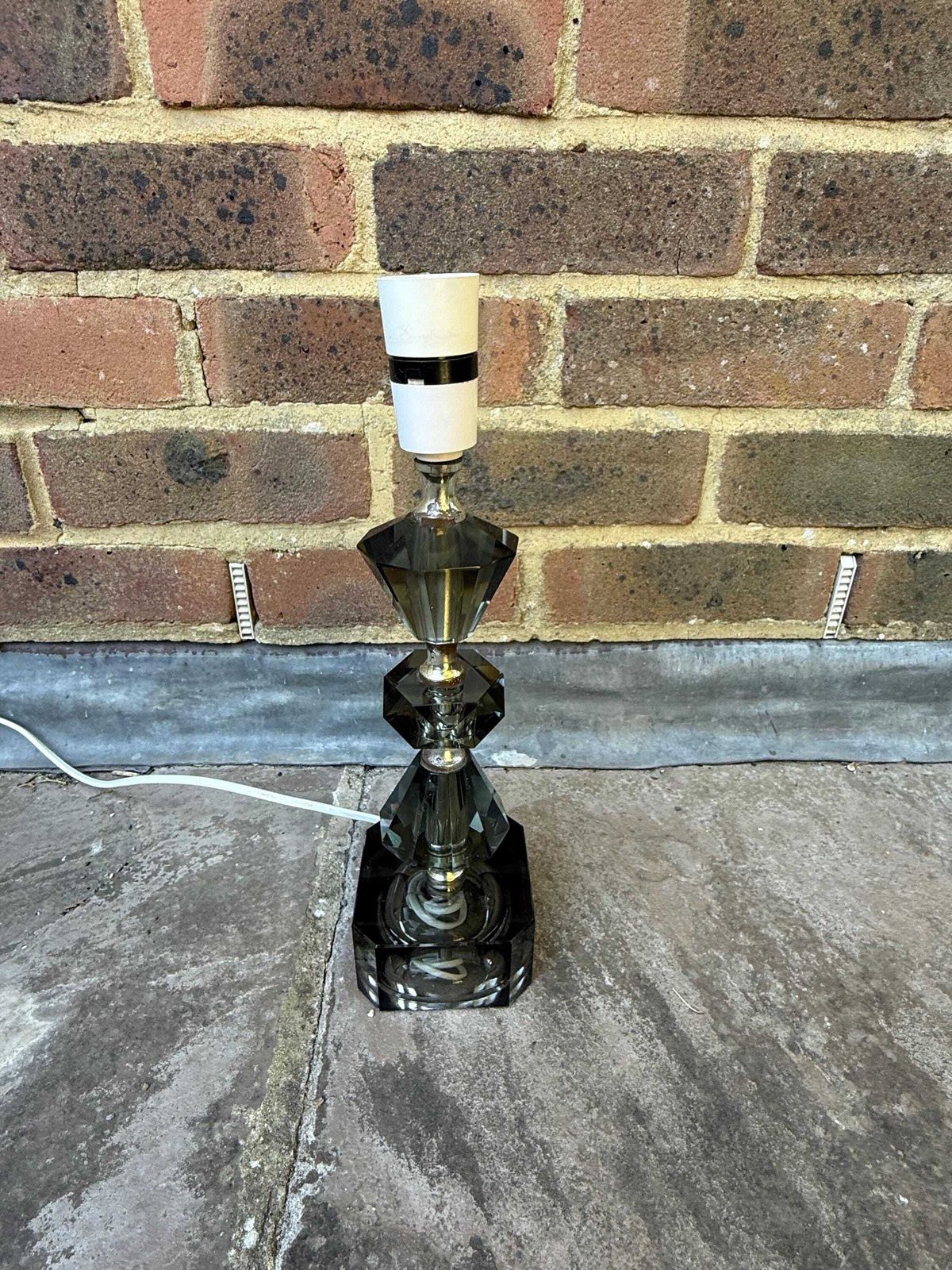 Retro Vintage Cut Glass Grey European Vintage Lamp   Working photo furniture