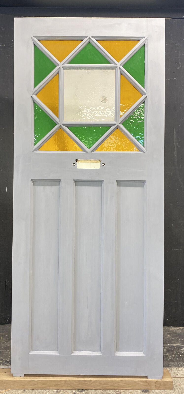 Art Deco Stained Glass Front Door Antique Period Reclaimed Old 20s 30s Pine Wood