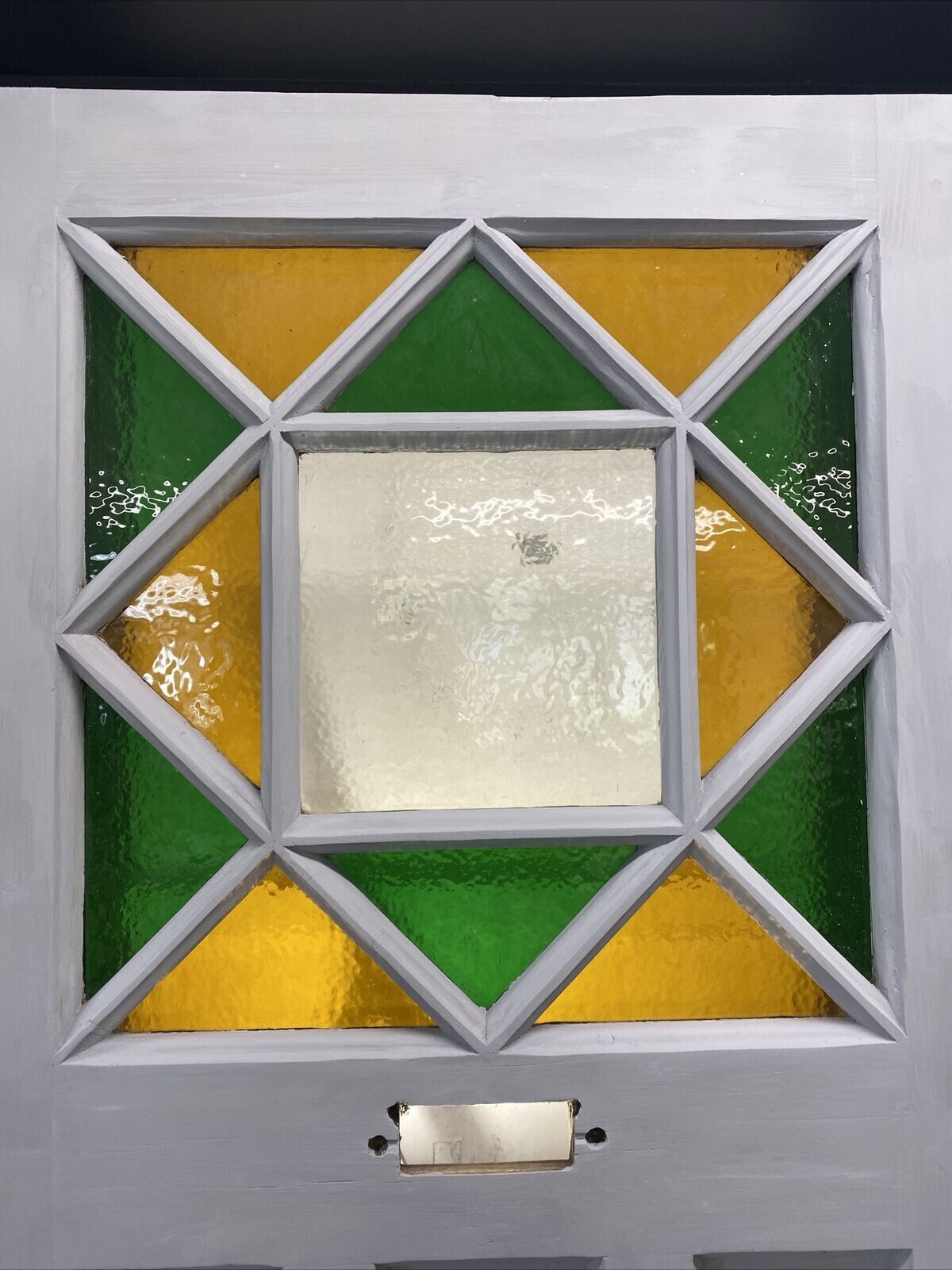 Art Deco Stained Glass Front Door Antique Period Reclaimed Old 20s 30s Pine Wood photo vinterior