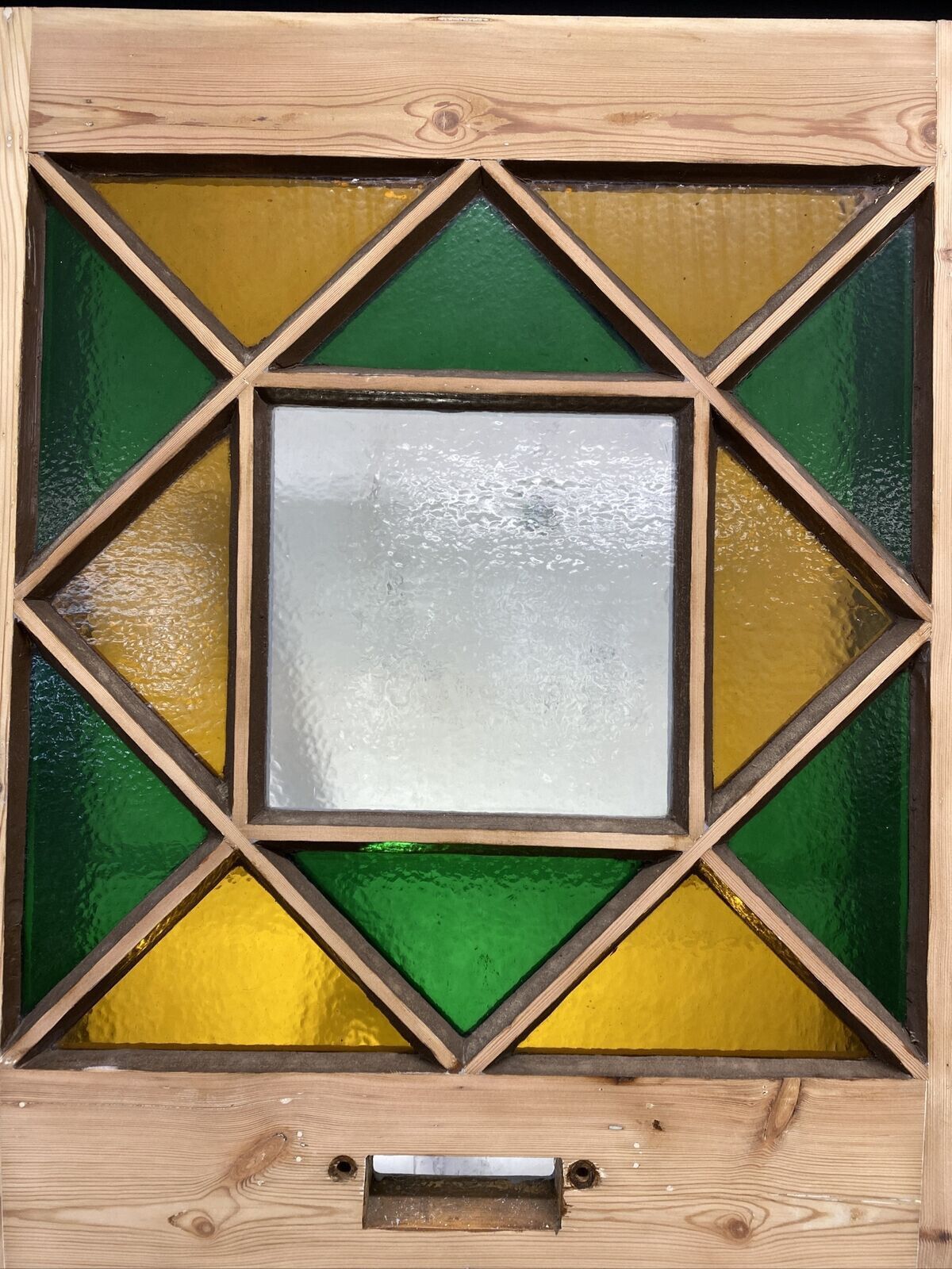 1175.0 Art Deco Stained Glass Front Door Antique Period Reclaimed Old 20s 30s Pine Wood photo
