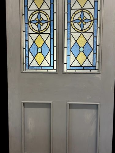 Home Fixtures Victorian Stained Glass Front Door Antique Period Reclaimed Wooden Refurbished photo