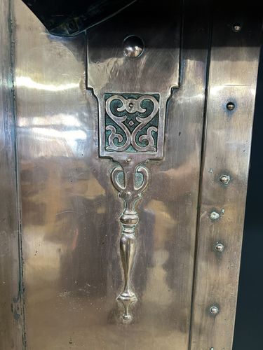 Antique Copper Fireplace Surround Art Nouveau Victorian Period Reclaimed Insert photo vintage