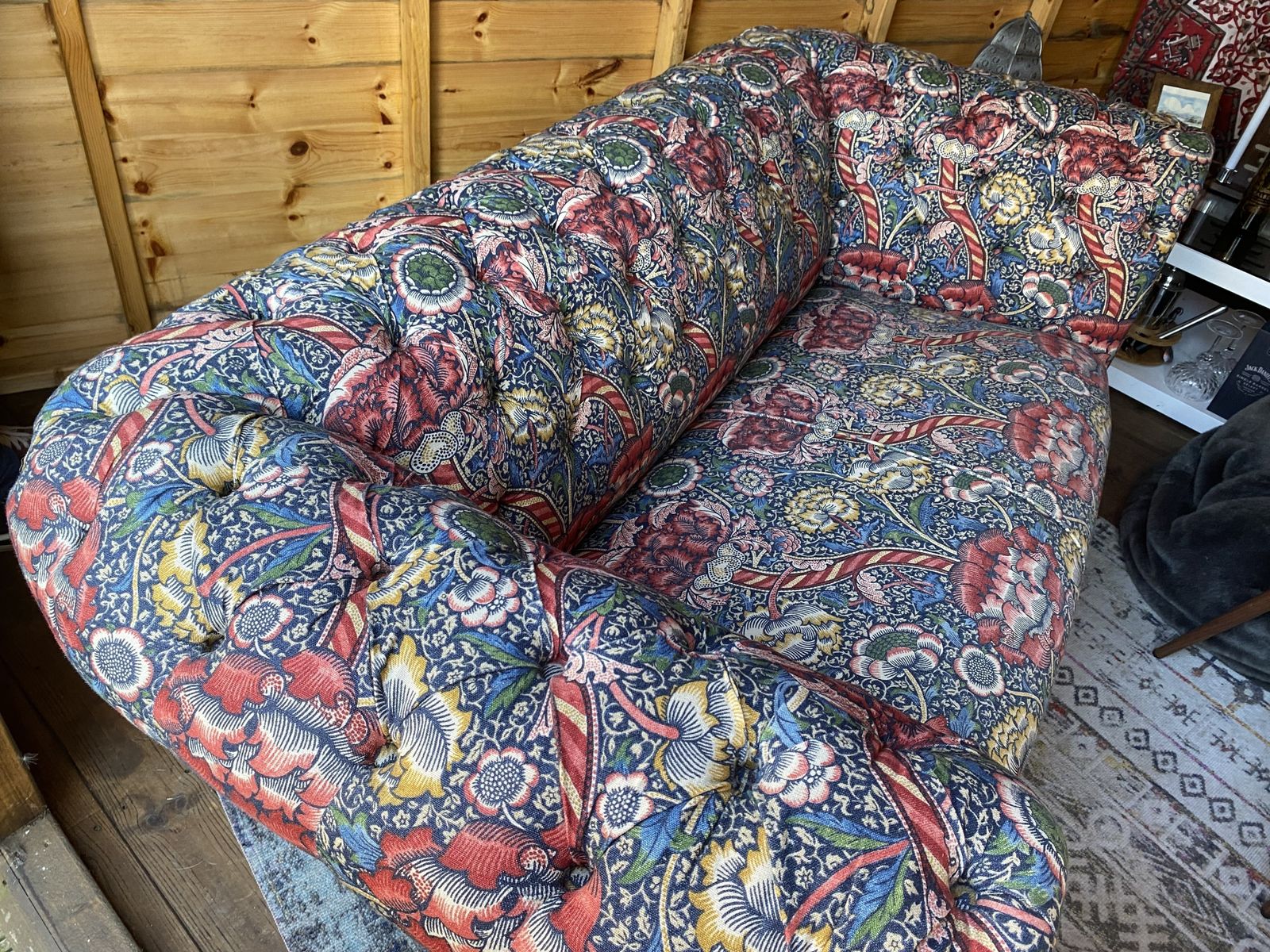 2seater Chesterfield In William Morris Fabric photo vintage