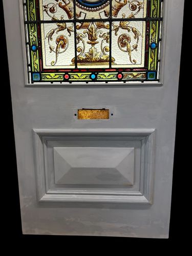 Rare Victorian Hand Painted Stained Glass Front Door Antique Reclaimed Refurb photo 5015.0