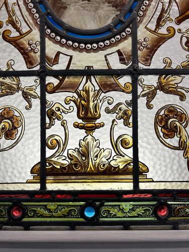 photo furniture Rare Victorian Hand Painted Stained Glass Front Door Antique Reclaimed Refurb