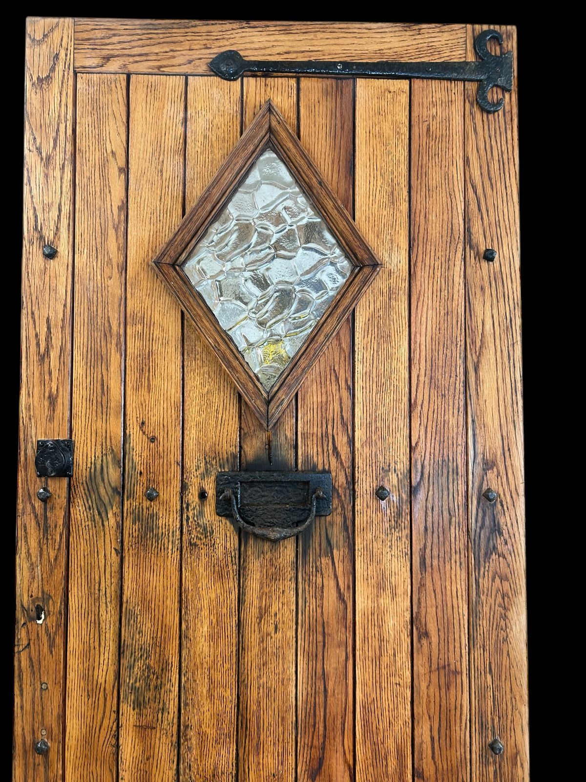 Solid Oak Front Door Antique Period Reclaimed Cottage Wooden Cast Iron Refurb photo 1947.0