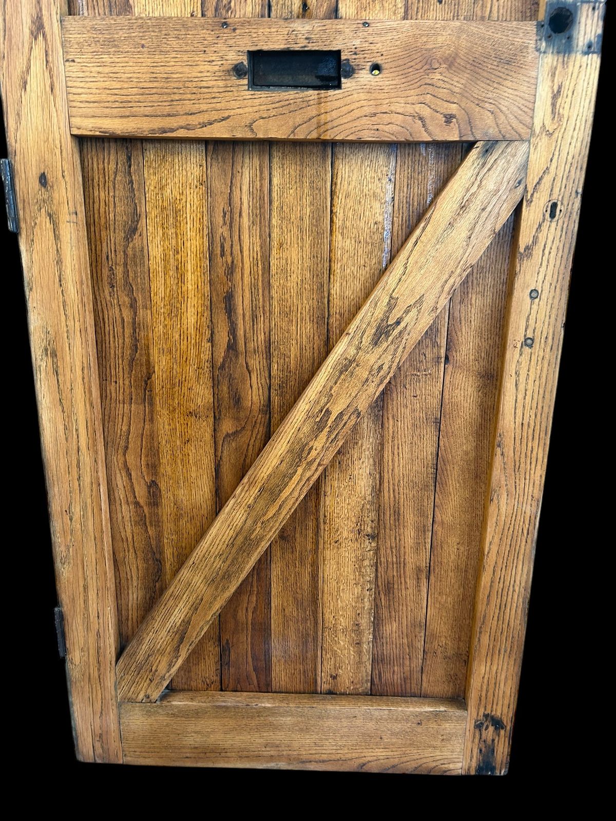 photo vintage Solid Oak Front Door Antique Period Reclaimed Cottage Wooden Cast Iron Refurb