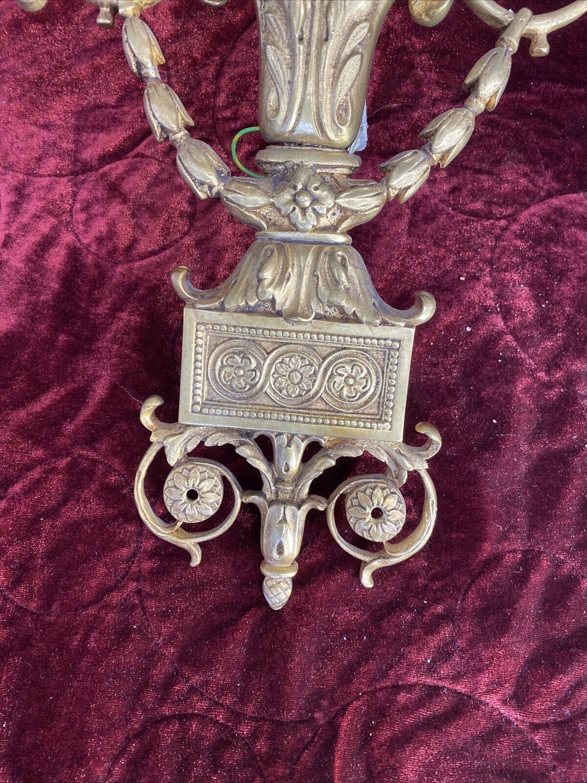 Set 3 Large Antique Gold Gilt Brass Wall Sconces Lights Louis XV 19th Century photo 3245.0