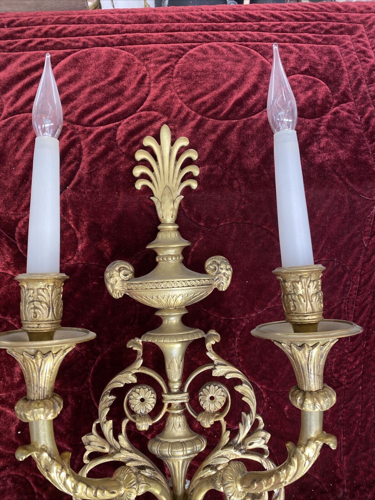 photo furniture Set 3 Large Antique Gold Gilt Brass Wall Sconces Lights Louis XV 19th Century