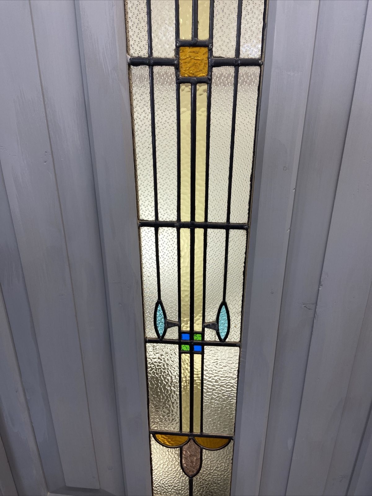 1 Stained Glass Front Door Wooden Reclaimed Old Antique Lead Arched Wood Frame photo buy