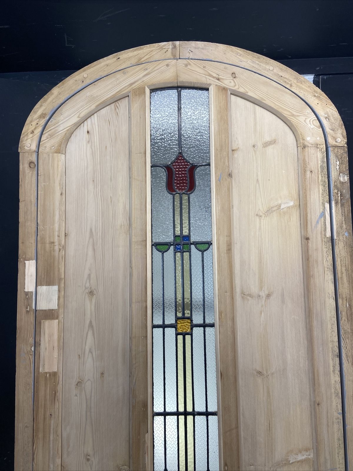 photo furniture 1 Stained Glass Front Door Wooden Reclaimed Old Antique Lead Arched Wood Frame