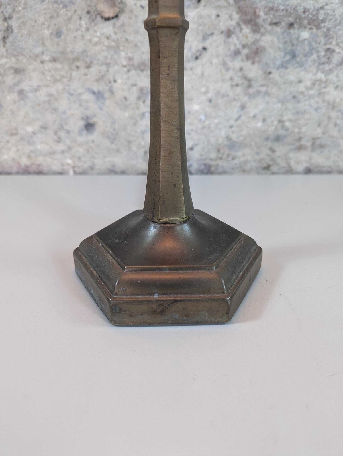 Vintage Art Deco Bronze Table Lamp With Opaline Glass Shade photo Lighting