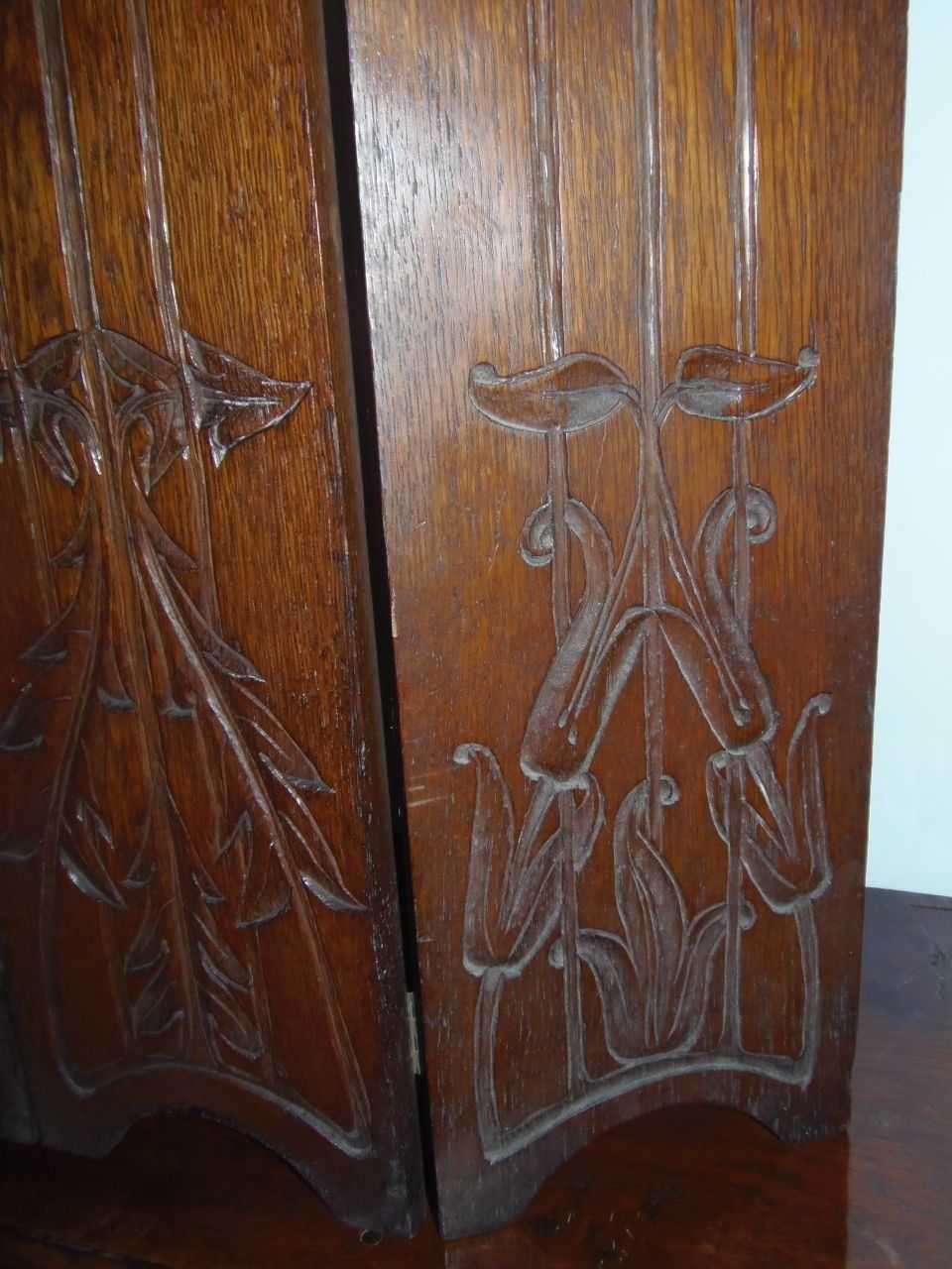 photo vintage Arts And Crafts Oak Folding Screen . Arthur Simpson .