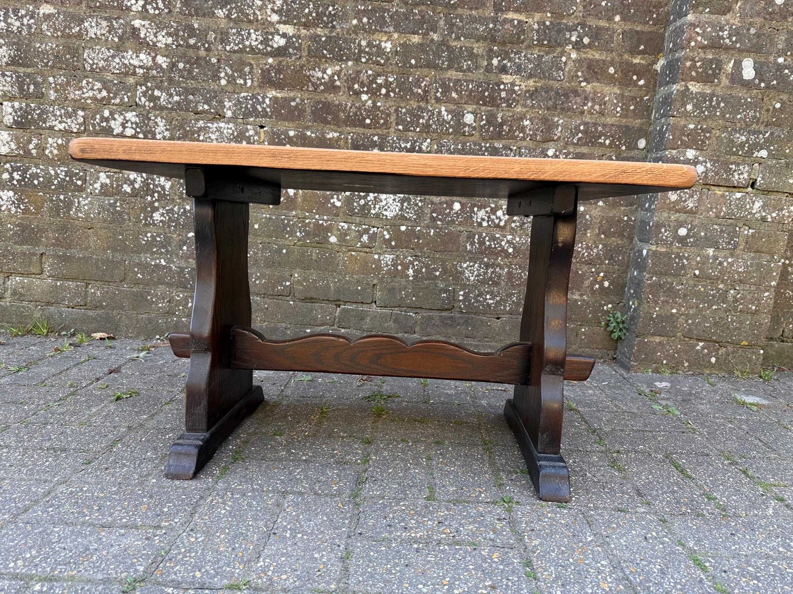 Solid Oak Vintage Coffee Table, Webber Furniture, Croydon, Mid Century. Side Table, Vintage Table   Excellent Condition photo for sale
