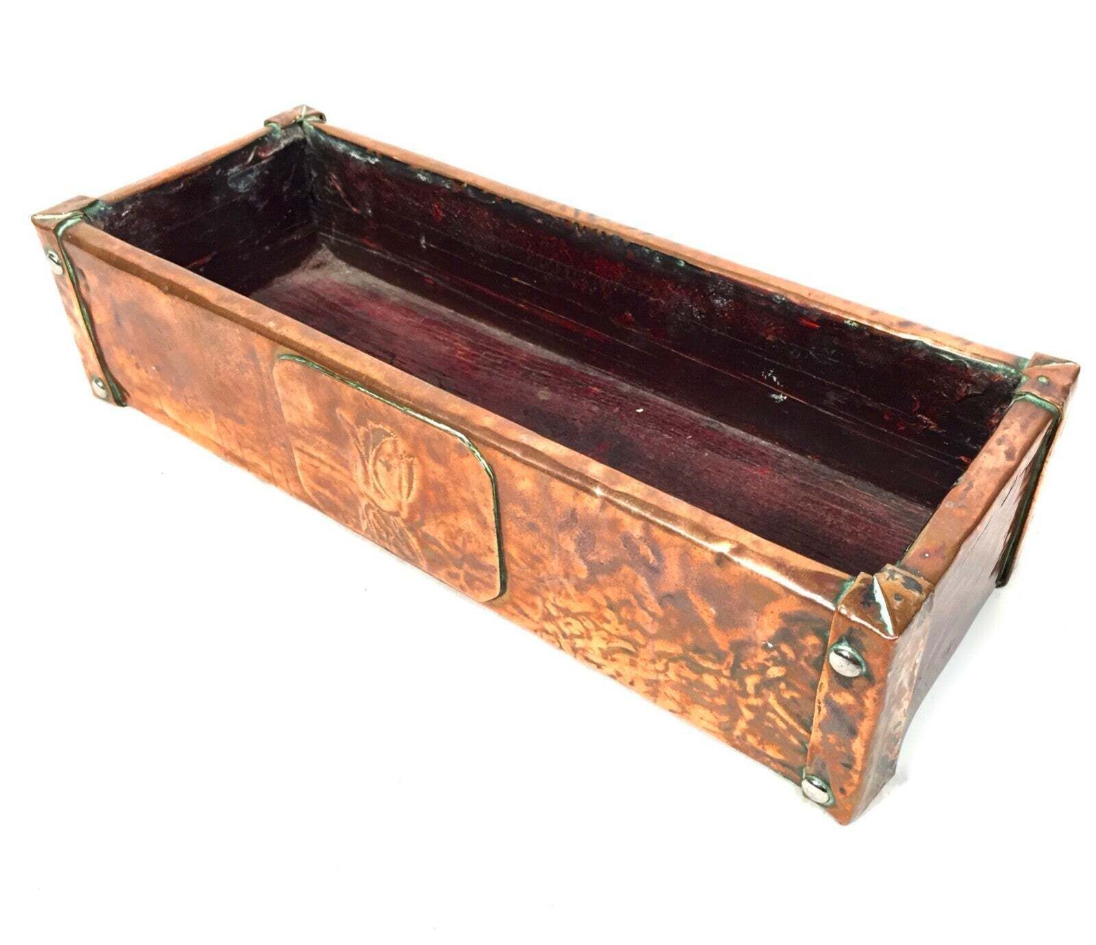 Antique Art Nouveau Copper Tabletop / Windowsill Planter Trough Plant Pot C.1900 photo buy