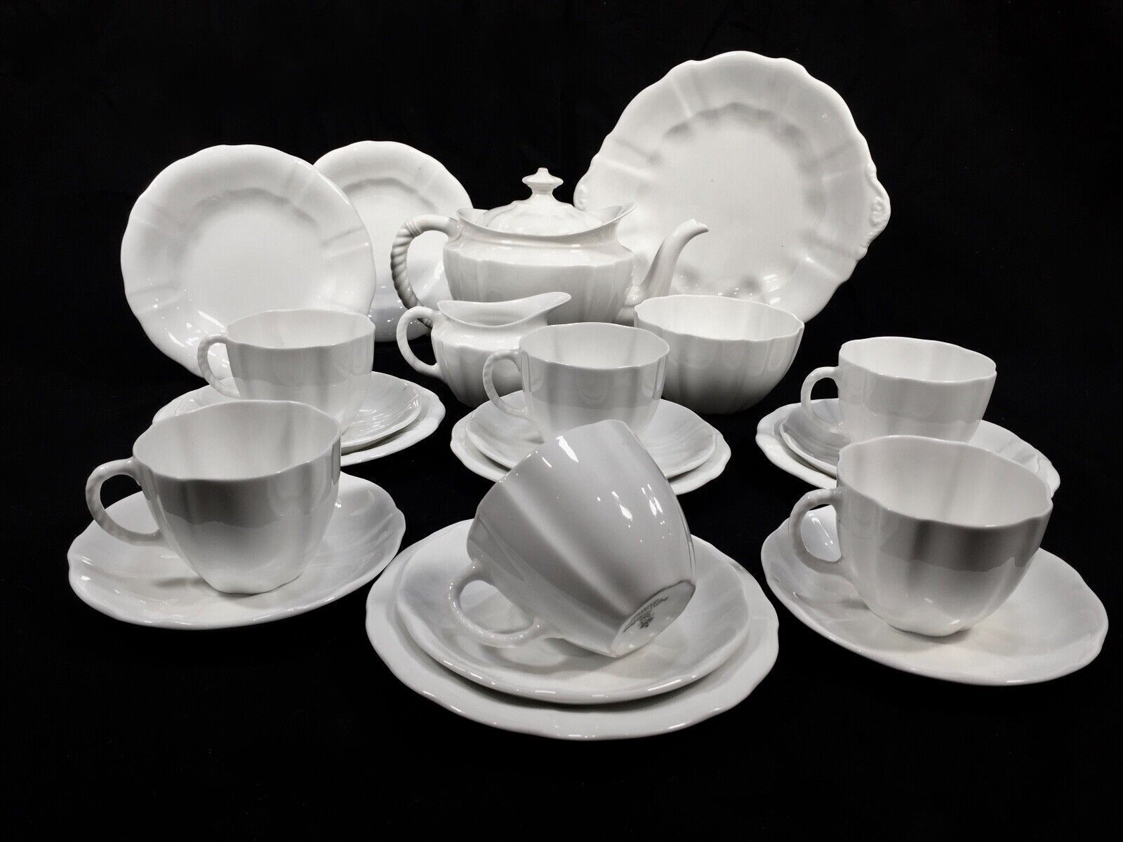 Antique Royal Crown Derby   Surrey White Utility Ware Tea Set For 6 People C1945 photo Home Decor