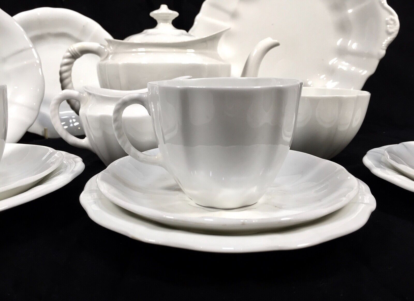 Antique Royal Crown Derby   Surrey White Utility Ware Tea Set For 6 People C1945 photo vinterior